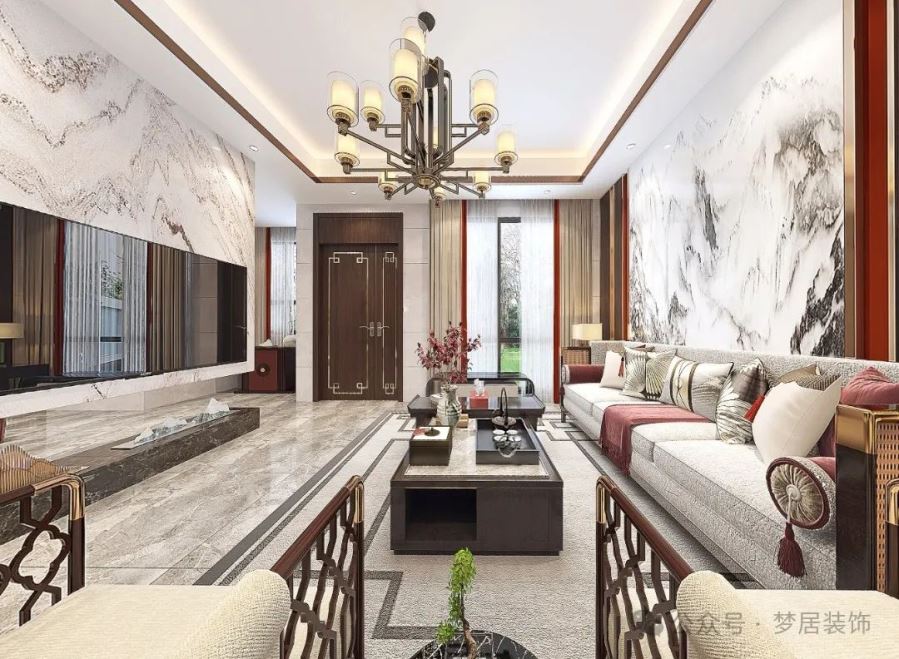 夢(mèng)居&裝修設(shè)計(jì) | 357㎡現(xiàn)代中式別墅裝修，儒雅東方一抹紅。